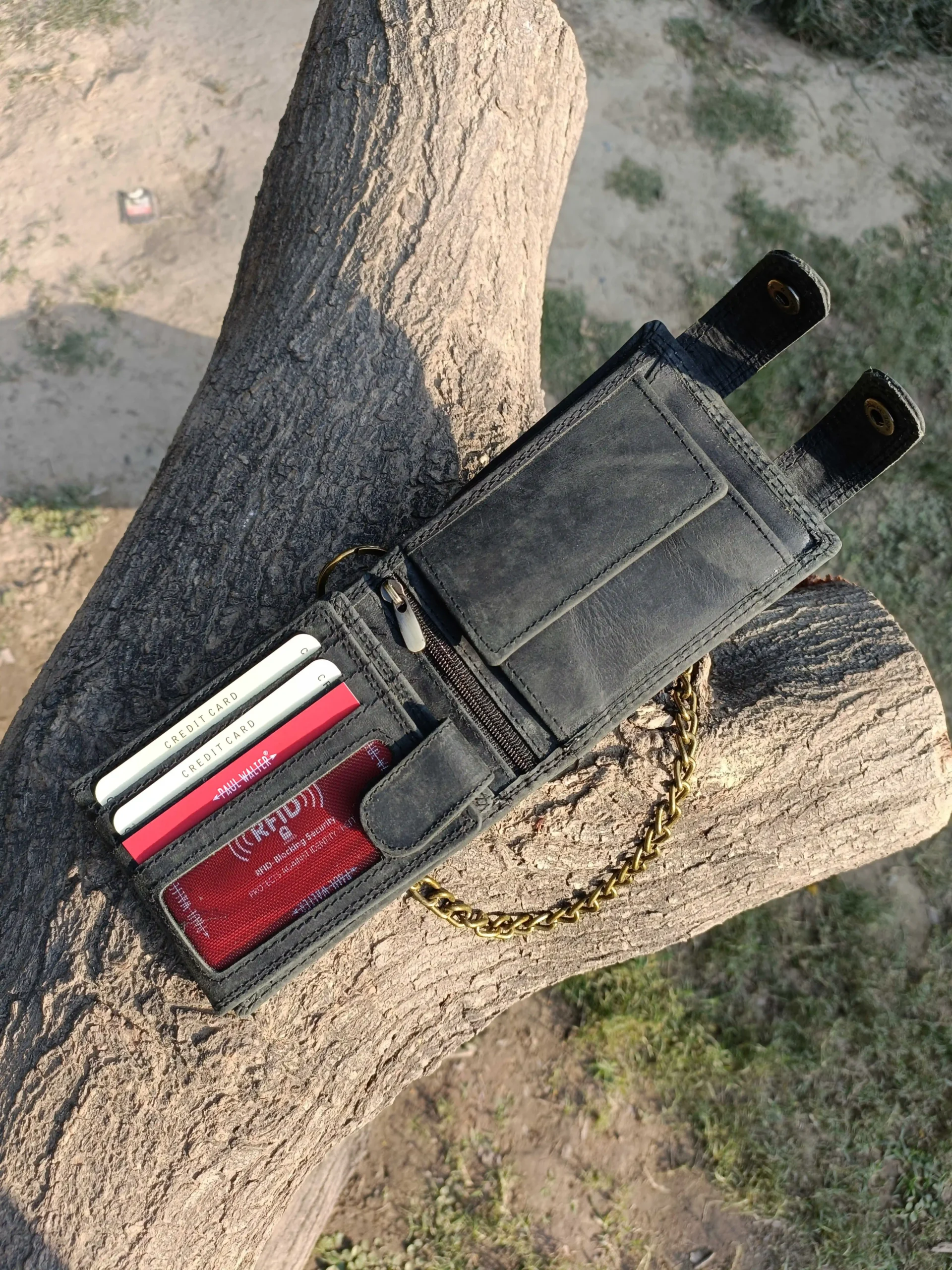 Bifold Men’s Vintage Leather Biker Wallet - Image 2