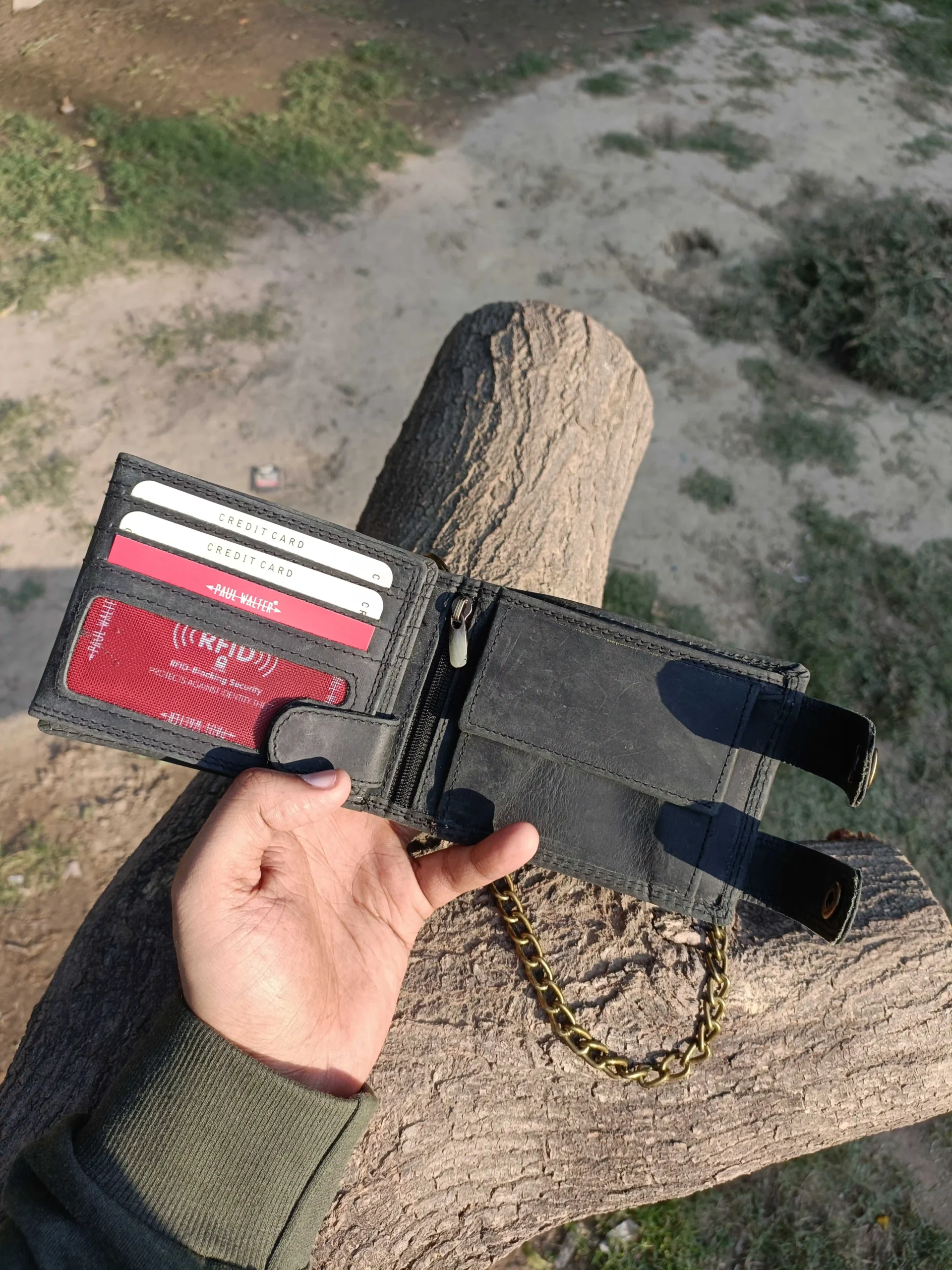 Bifold Men’s Vintage Leather Biker Wallet - Image 5